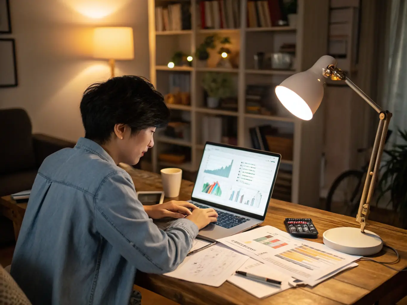 An image showcasing a person analyzing stock market data on a computer screen, with charts and graphs indicating market trends and investment opportunities.